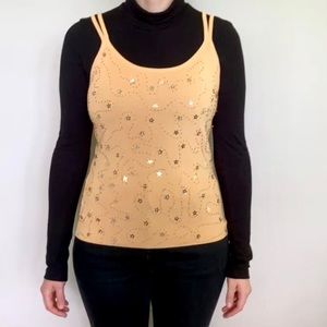 Vintage Y2K Sweet Tiger silver star sequin knit tank top. 🧡